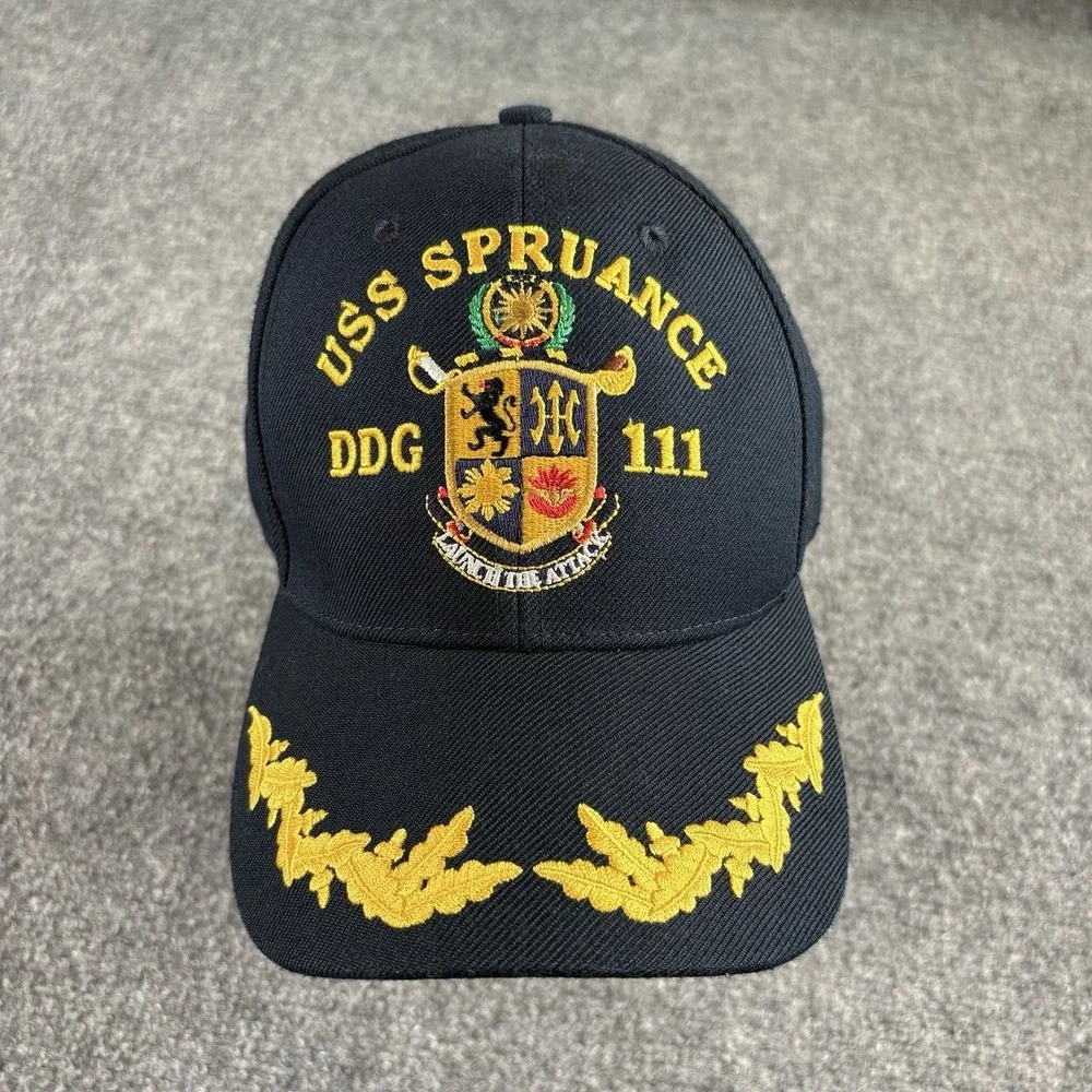 USS Spruance DDG 111 Hat Cap US Navy Military Made USA Black Strapback The Corps